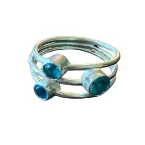 Blue Topaz Stone Handmade 925
Sterling Silver